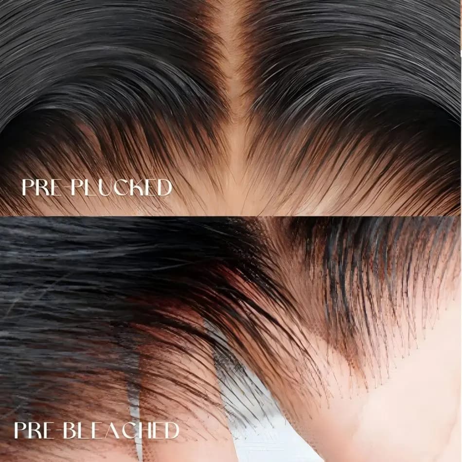 Perruque courte bob en cheveux humains avec closure en dentelle 5x5, coupe dégradée, mèches blondes,