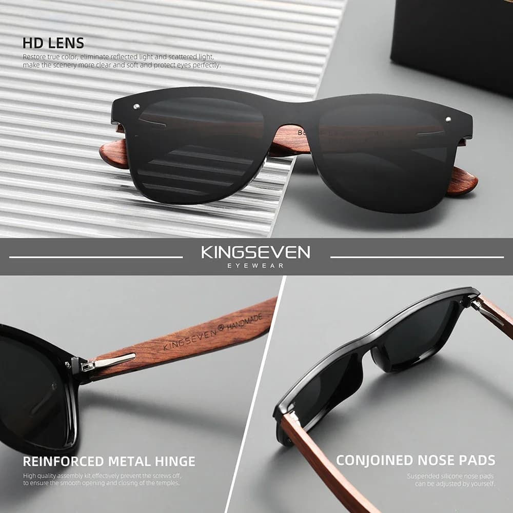 KINGSEVEN mode noyer lunettes de soleil hommes femmes polarisées UV400 lunettes de protection en boi