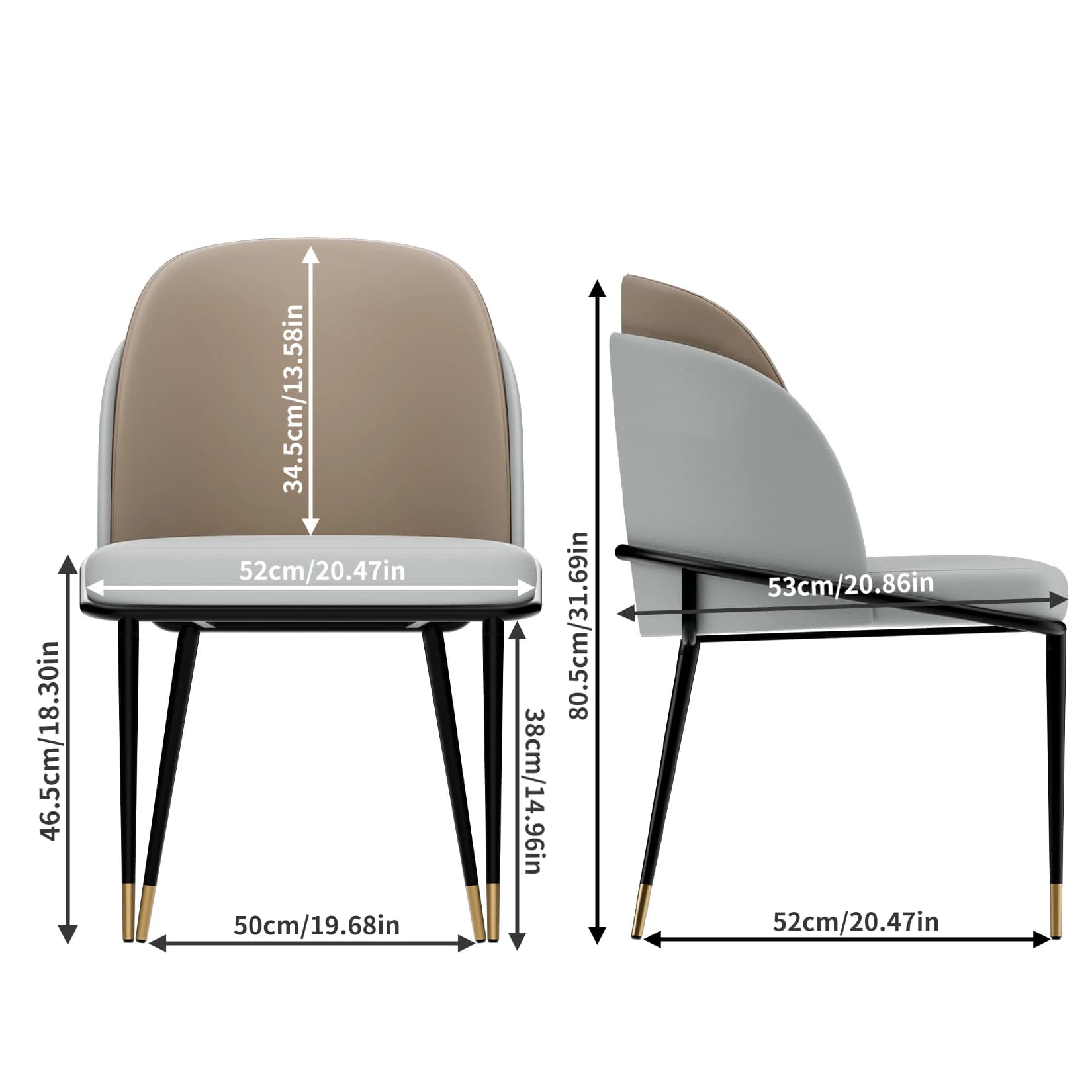 Ensemble de chaises de salle à manger rembourrées luxueuses, cuir de silicone microfibre, 2 couleurs
