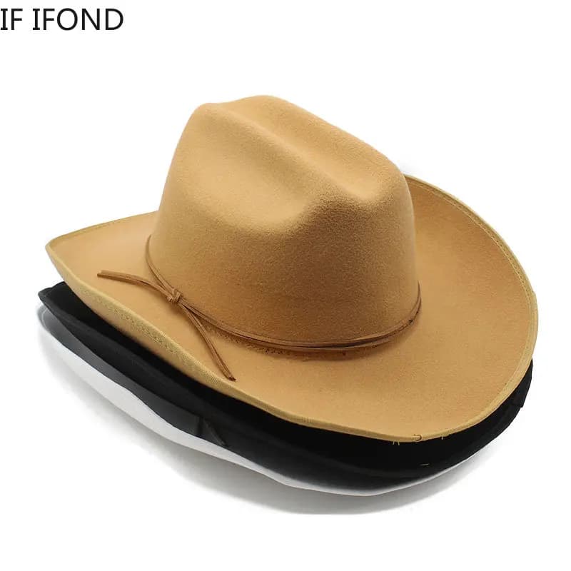 Chapeau de cowboy occidental à large bord pour homme, casquettes d'église Everche, Fascinateur vinta