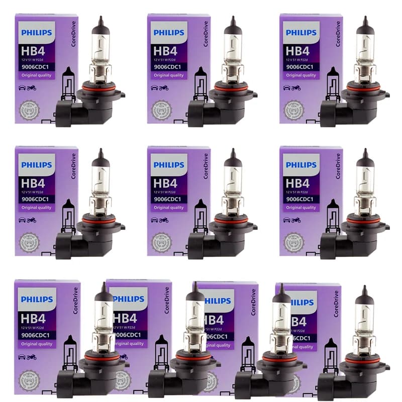 Philips 10 Lampes 9006 HB4 12V 51W P22d 9006CDC1 Ampoule de phare halogène OEM pour voiture, plus lu