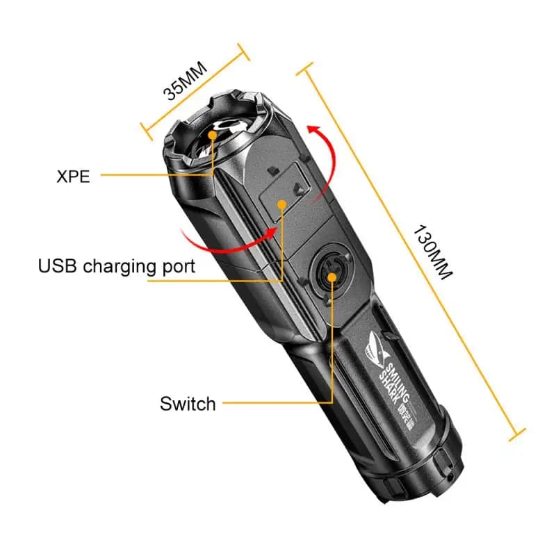 Puissante lampe de poche LED Rechargeable USB 18650 étanche Zoom pêche chasse 100000   Lampe de poch