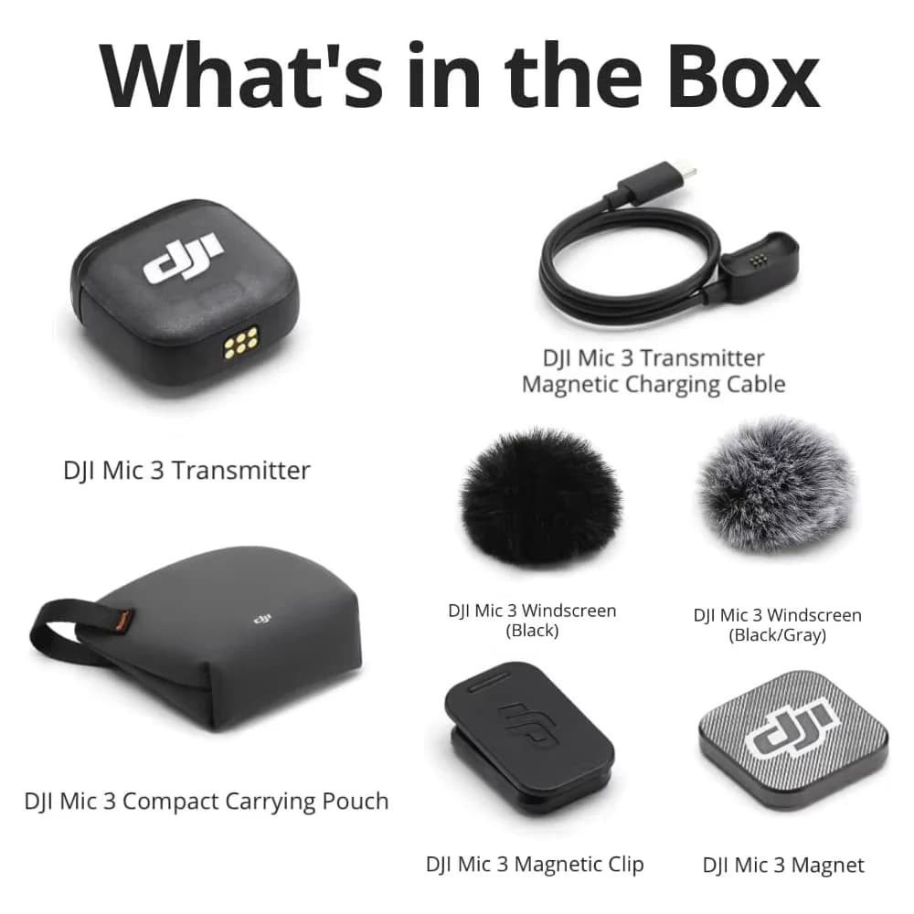 Microphone sans fil DJI Mic 2 avec suppression intelligente du bruit, enregistrement interne 32 bits