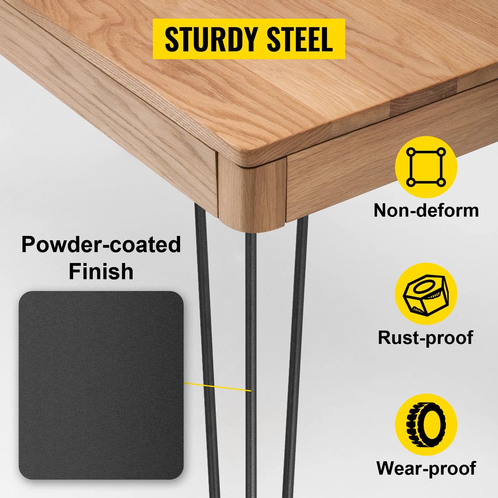 SucceBuy 4 pièces pieds de Table en métal 16-40 pouces 3 tiges pieds de meubles en épingle à cheveux