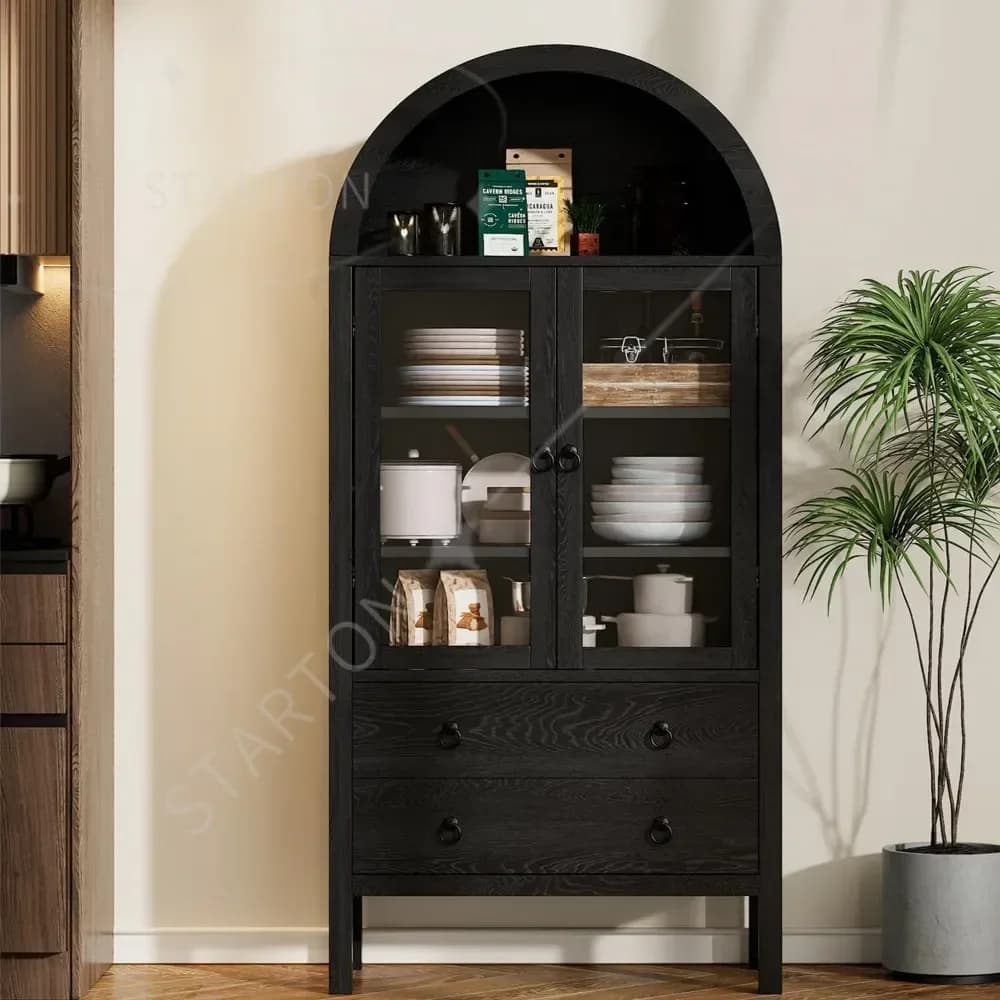 Armoire arquée de 71 pouces de hauteur, armoire de rangement moderne, armoire de garde-manger de cui