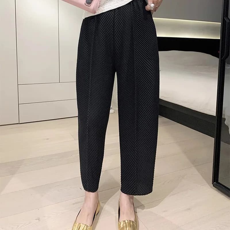 Pantalon en écailles de poisson plié, pantalon radis ample et décontracté, pantalon Harlan à petite 