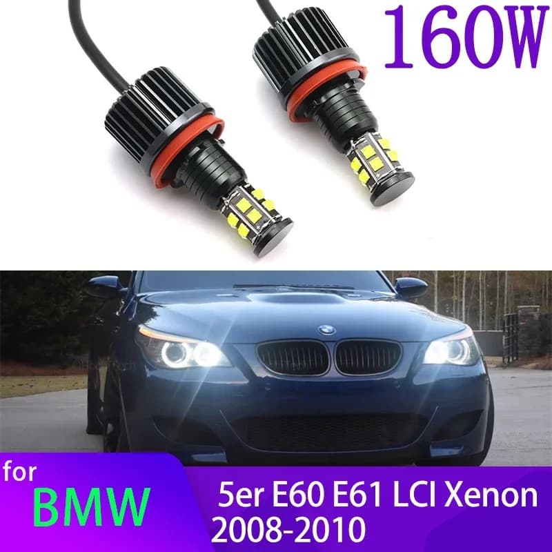 Anneau lumineux LED blanc Angel Eyes Canbus, 160W, éclairage de sauna pour BMW Série 5, E60, E61, LC
