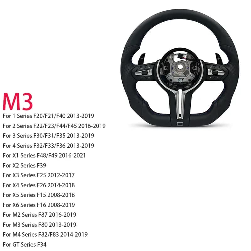 Volant sport M pour BMW à fond plat F01 F06 F10 F11 F12 F20 F21 F22 F25 F26 F30 F31 F32 F33 F34 F36 