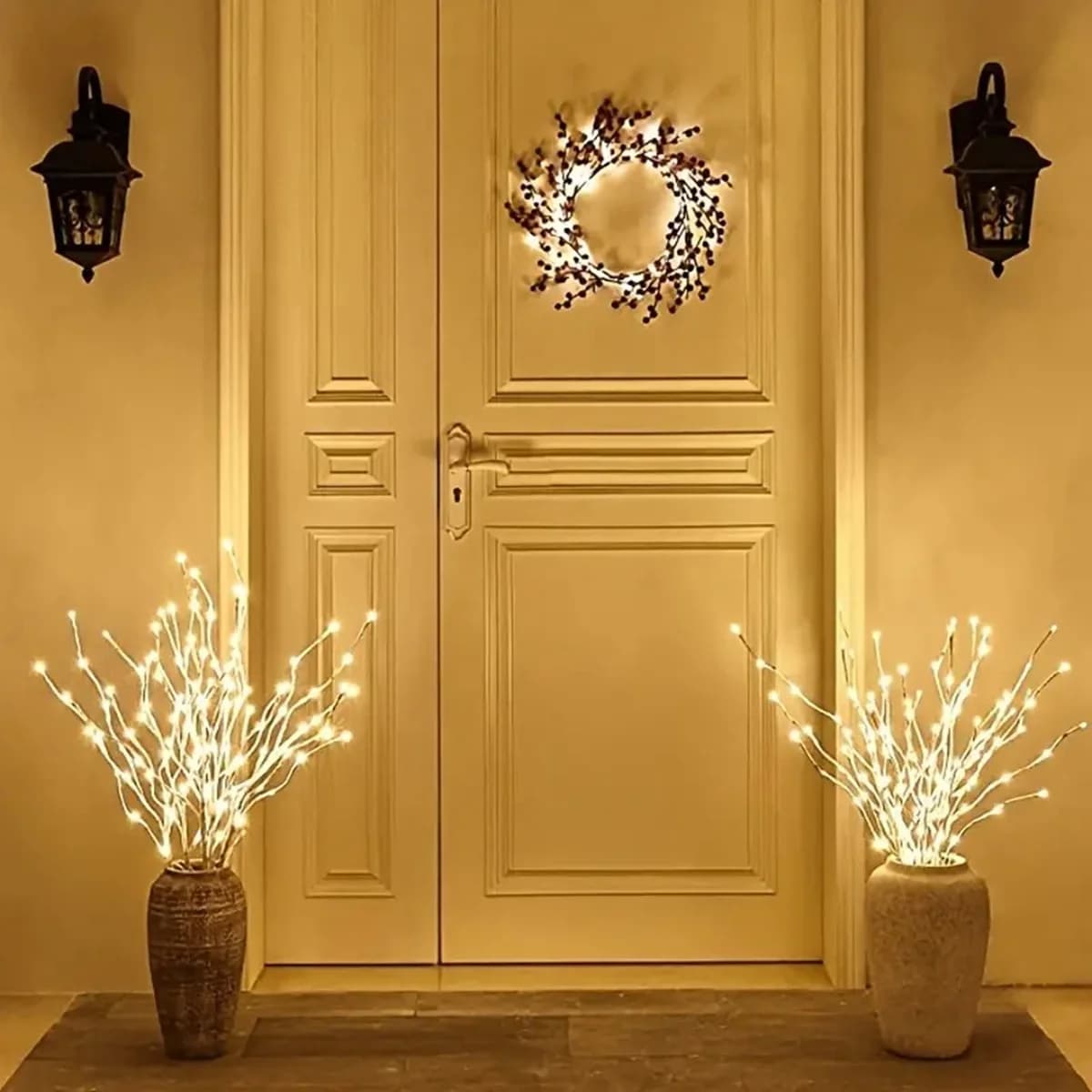 Branches de bouleau blanc à piles, 20 guirlandes lumineuses féeriques LED, Branches de saule pour la
