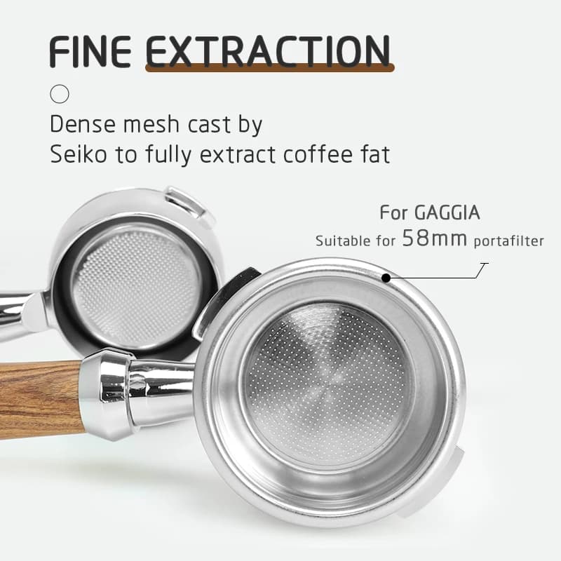 Porte-filtre à café 58mm, porte-filtre sans fond pour Gaggia, manche classique en bois massif, outil