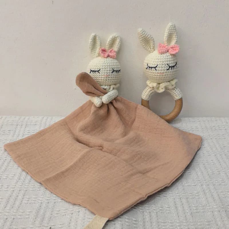 Sucette pour bébé avec nom personnalisé, serviette apaisante, bavoir doux, lapin, ours, poupée de co