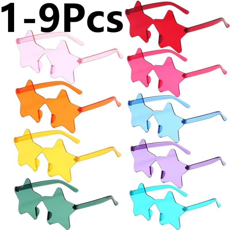Lunettes de soleil étoiles colorées, transparentes, couleur bonbon, accessoires Photo pour hommes et