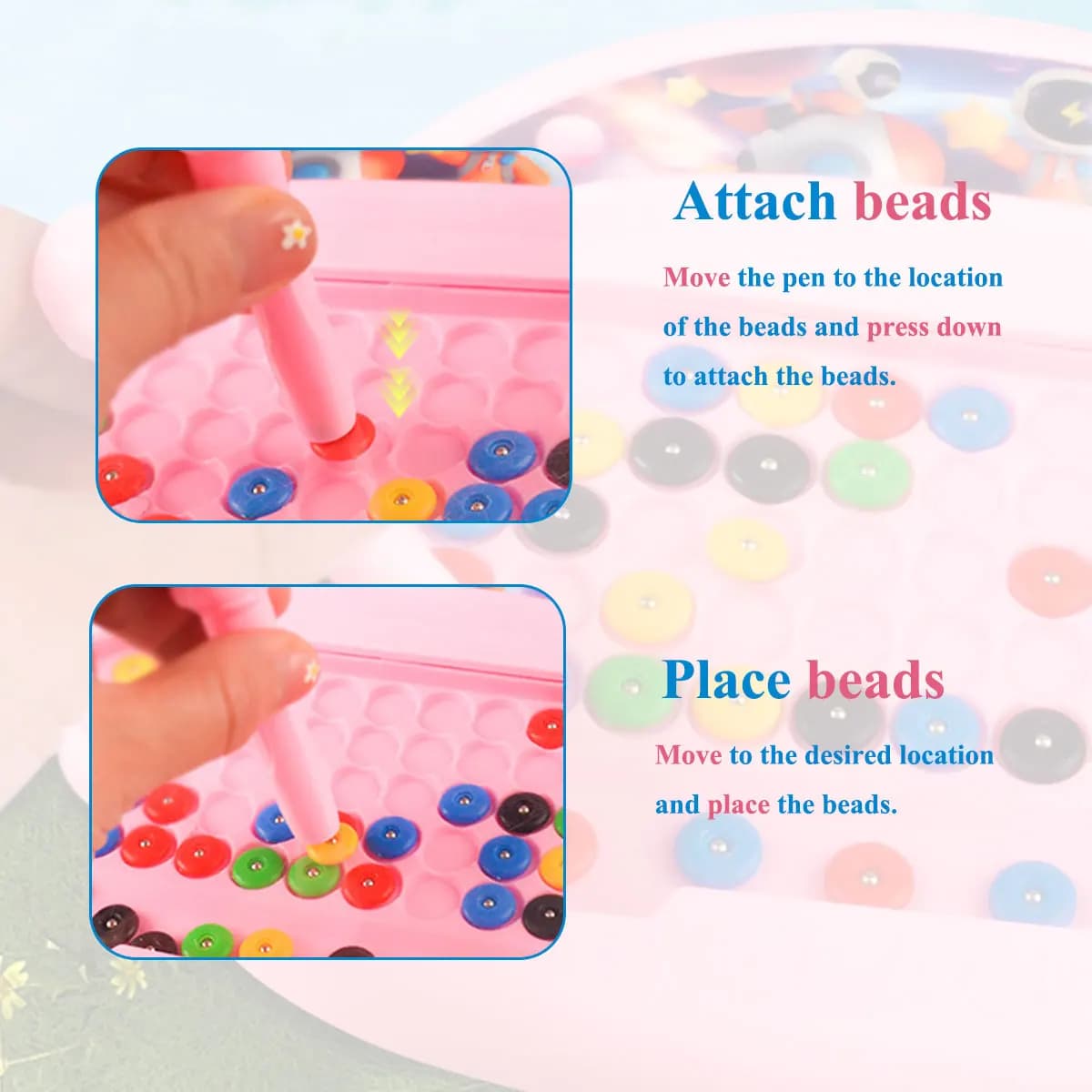 Tableau magnétique pour enfants avec stylo et perles, jouet de dessin, cadeau Montessori, garçons et