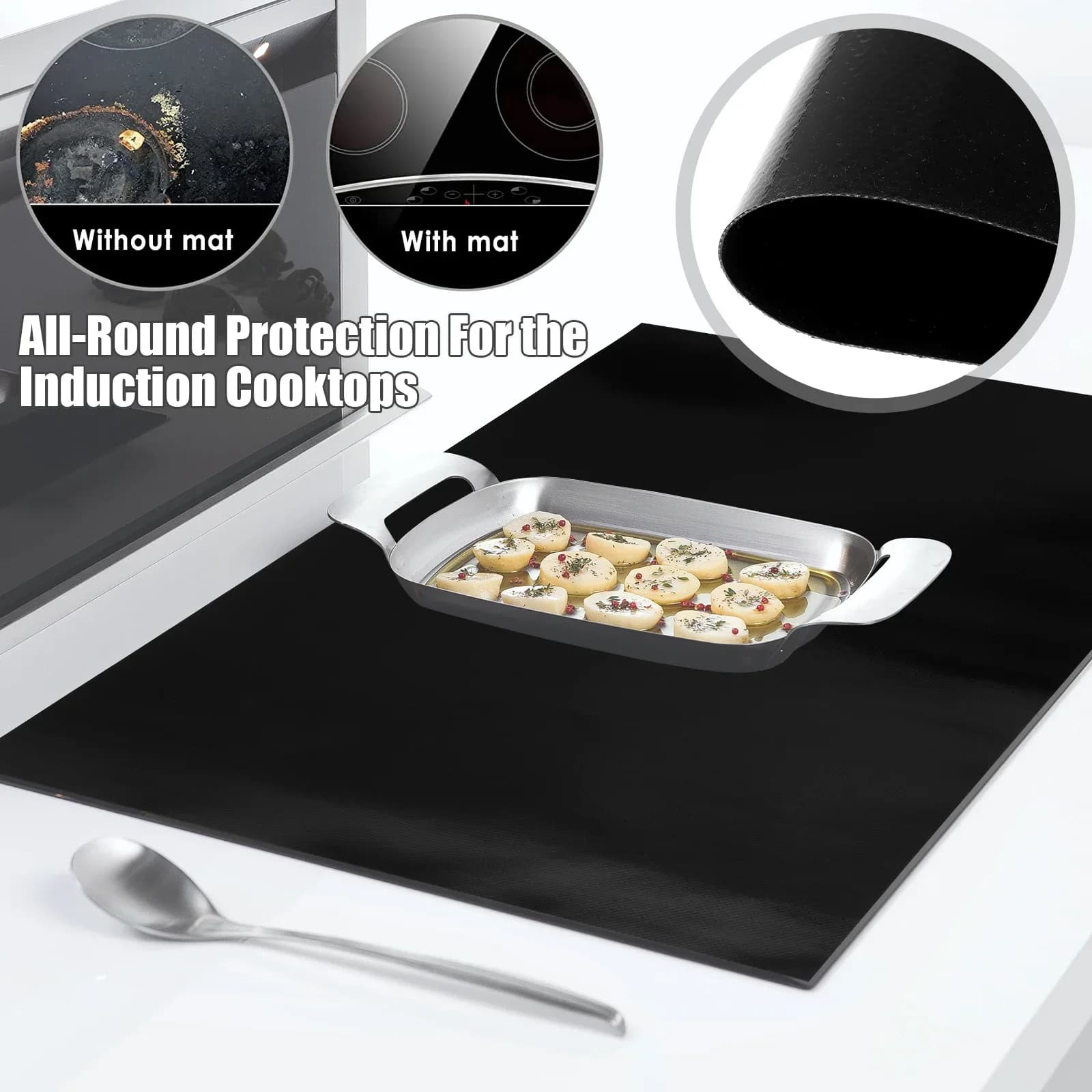 Grand tapis de protection de plaque de cuisson à Induction en Silicone, couverture anti-rayures, épa