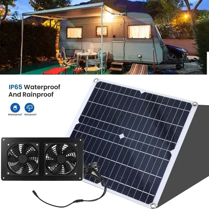 Ventilateur à panneau solaire extérieur pour entrepôt de chiens, température de refroidissement de l
