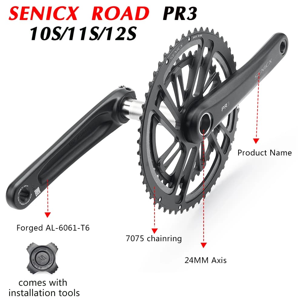 SENICX vélo de route 2x1 0/11/12 vitesses manivelle plateau roue 50-34T 53-39T 36-52T 30-46T Double 