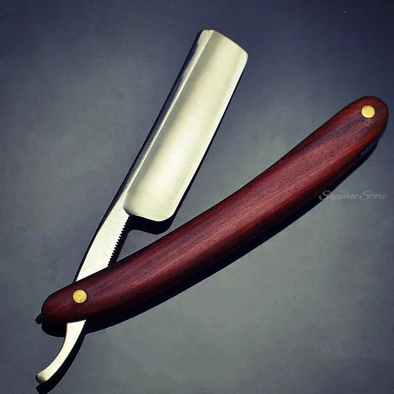 Rasoir droit en acier au carbone S45C pour salon de coiffure, manche en bois de santal, couteau de r