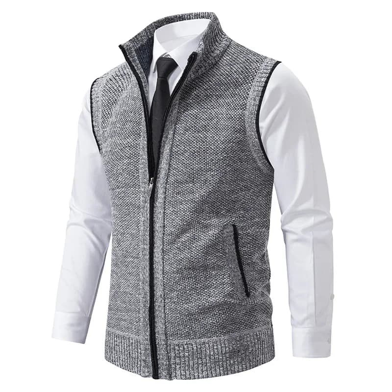 Pull tricoté sans manches pour hommes, Cardigan avec fermeture éclair, gilet décontracté, veste chau