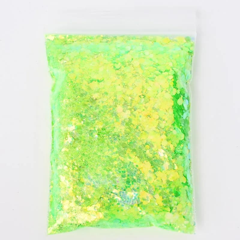 50 g/sac holographique mixte hexagone forme gros ongles paillettes paillettes scintillantes flocons 