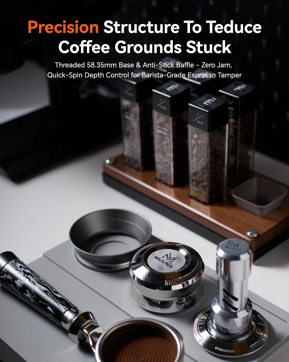 MUVNA V2 doseur à expresso, doseur à café à ressort de pression de 30lb, distributeur de hauteur ada