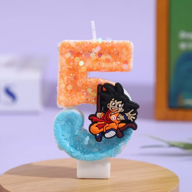 Bandai Dragon Ball Wukong bougie 3D 0-9 chiffres personnage de dessin animé décorations de gâteau de