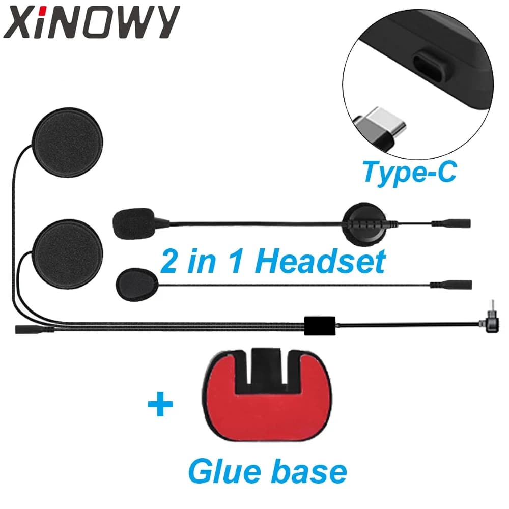 Uniquement pour casque XINOWY V6 PLUS + Base à Clip de montage, écouteurs 2 en 1 pour casque de moto