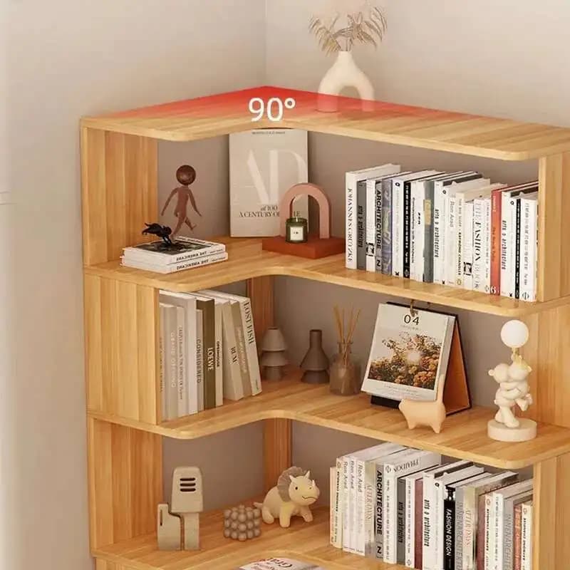 Bibliothèques multicouches modernes pour l'étude, bibliothèque de rangement d'angle en bois massif, 