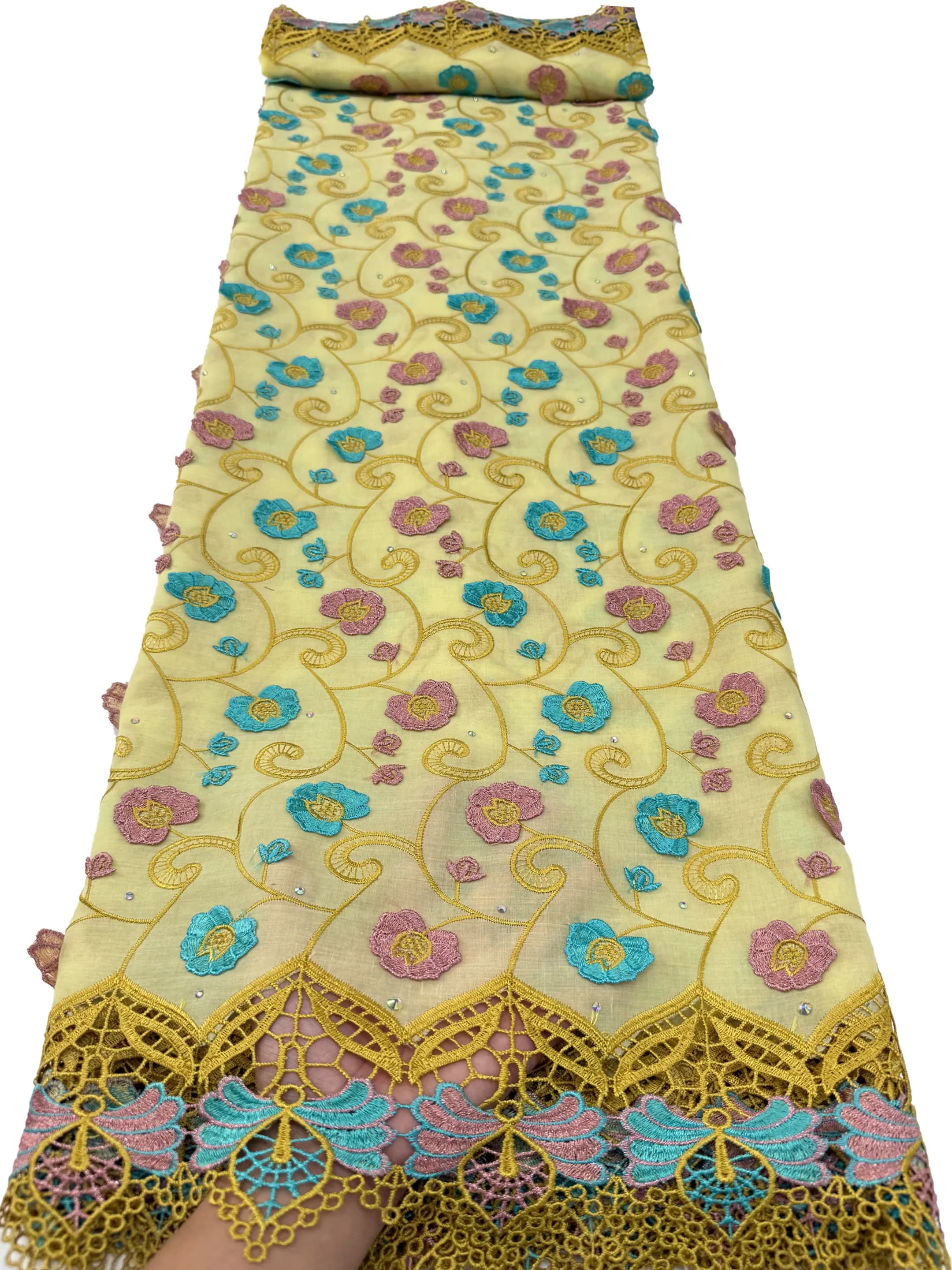 Tissu nigérian français en dentelle suisse de luxe, de haute qualité, avec strass, pour robes élégan