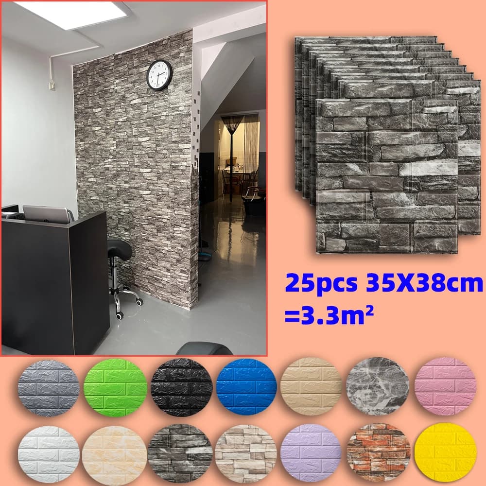 Autocollants muraux 3D auto-adhésifs, 25 pièces, panneau de papier peint, décoration de maison, salo