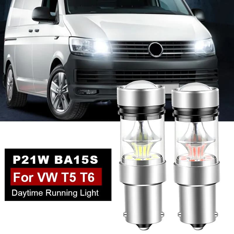 2 pièces pour VW T5 T5.1 T6 Transporter LED feux diurnes DRL ampoule lampe Canbus sans erreur P21W B