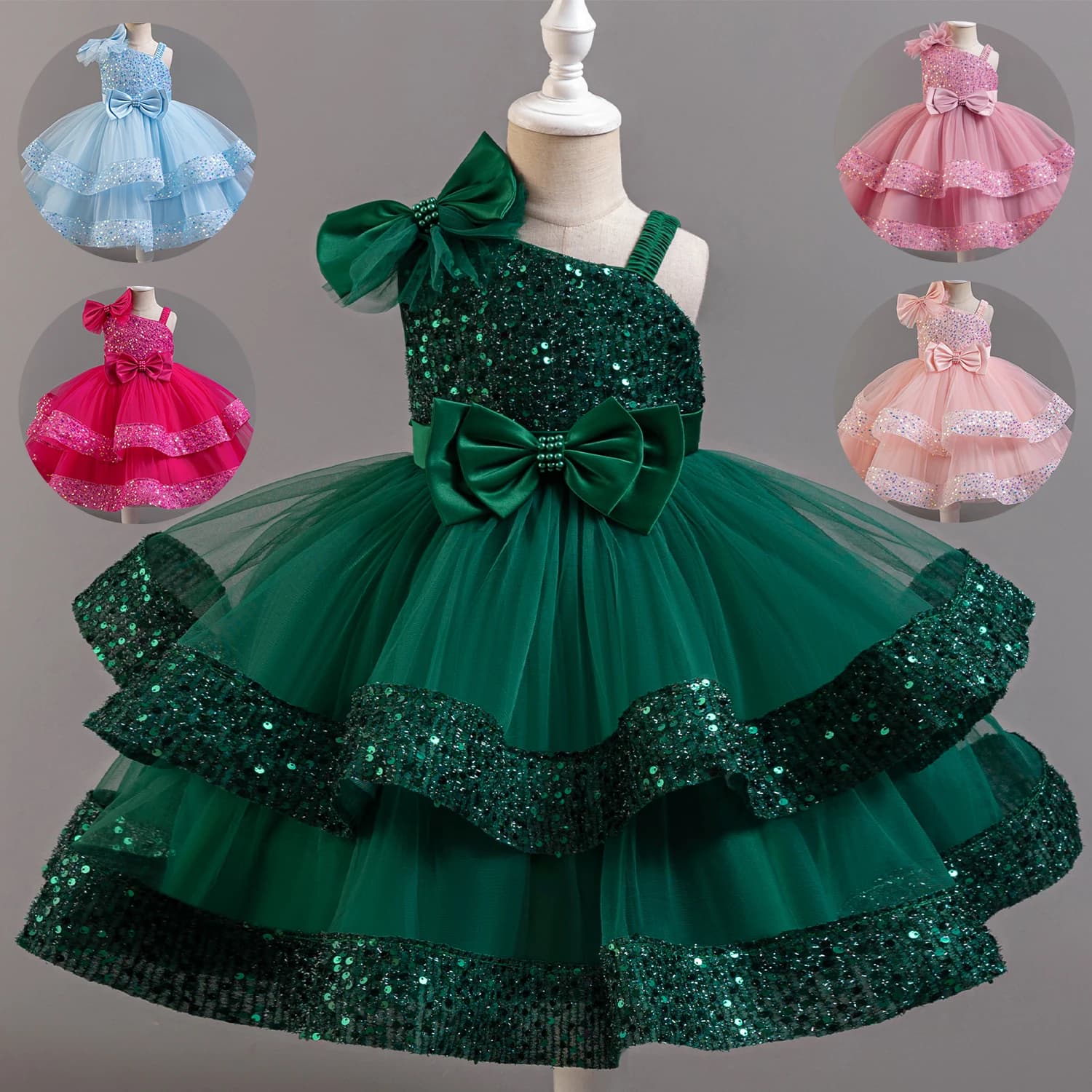 Fleur princesse paillettes bébé mariage fête de noël courte robe sans manches fête d'anniversaire ma