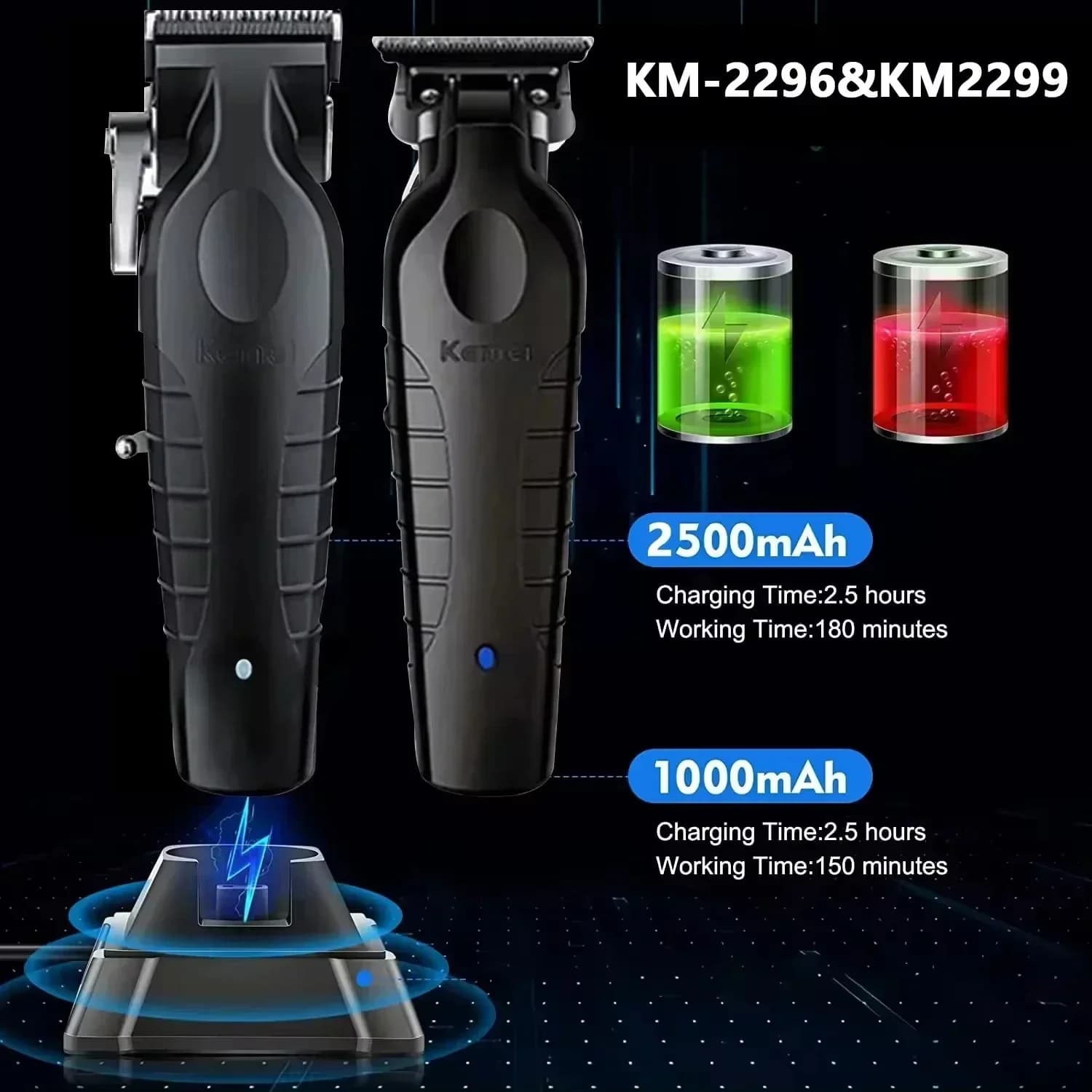 Kemei KM-2299 KM-2290 KM-1102 Professionnel Tondeuse À Cheveux Kit Rasoir Électrique Mâle Coupe De C