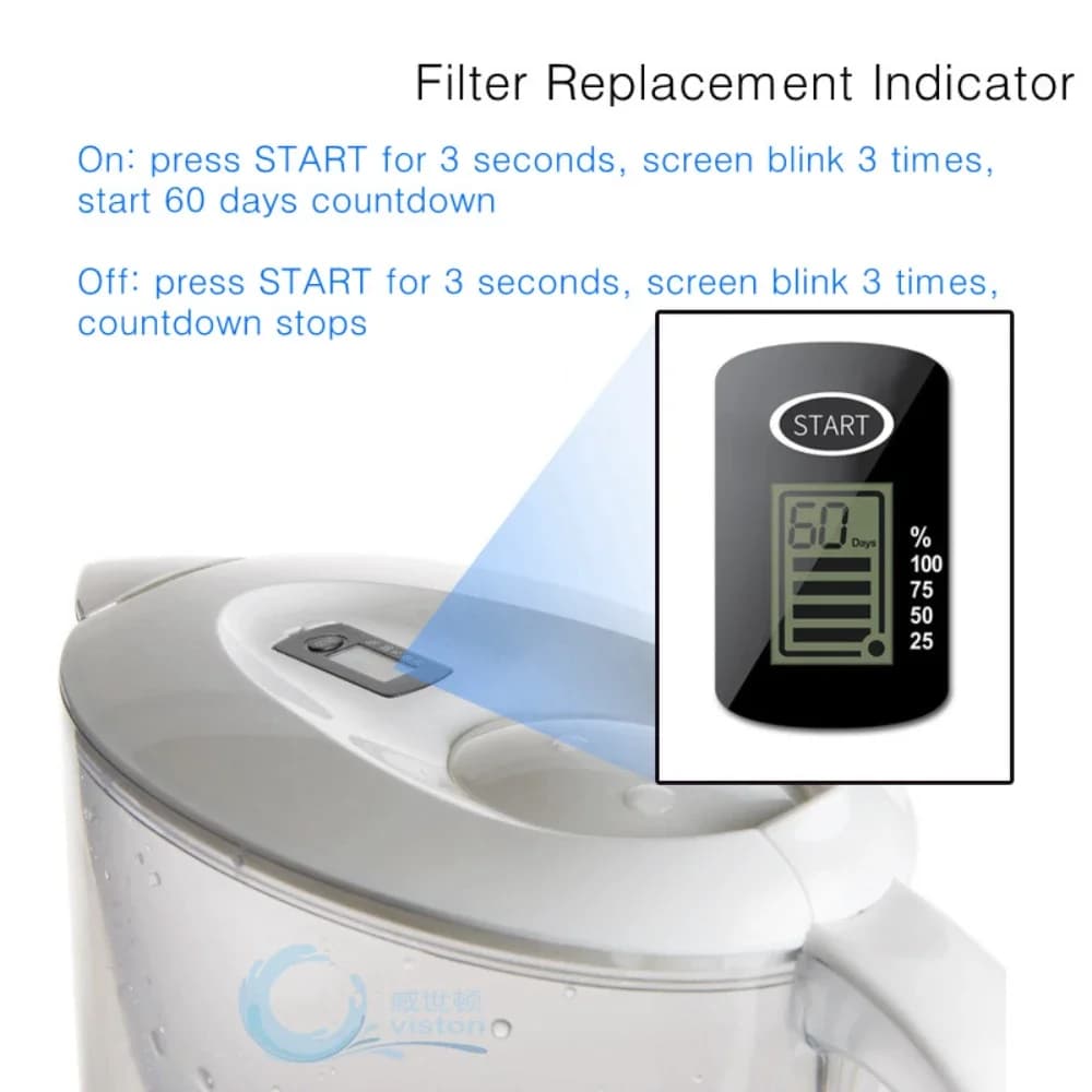 Carafe filtrante d'eau alcaline ultra premium de 3,5 L, sans BPA, avec filtration en 7 étapes et cha