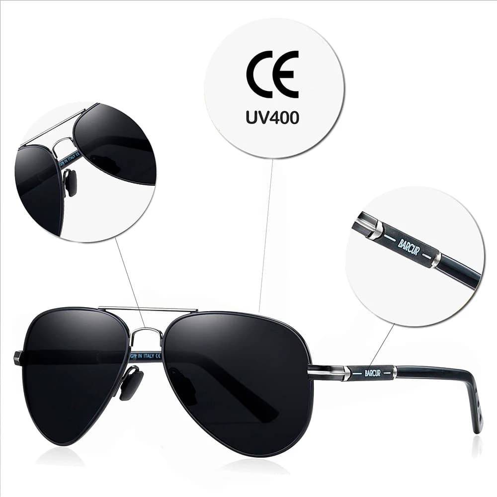BARCUR-Lunettes de soleil polarisées pour hommes et femmes, accessoires de conduite