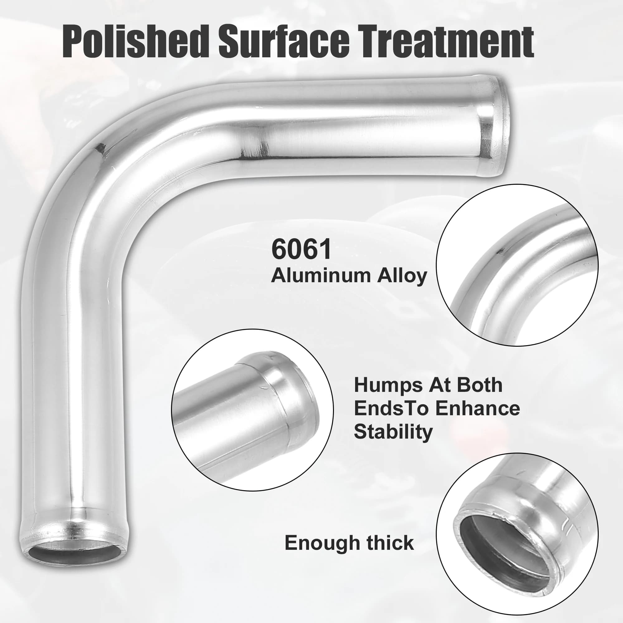 X Autohaux OD 25mm 38mm 45mm 63mm 76mm 102mm Tube en alliage d'aluminium 90 180 degrés tuyau de refr