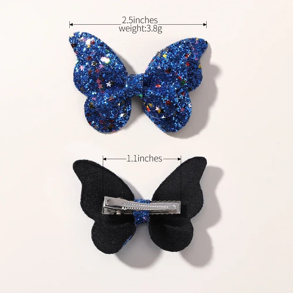 4 pièces filles mignon paillettes Double papillon pince à cheveux arc épingles à cheveux bricolage c