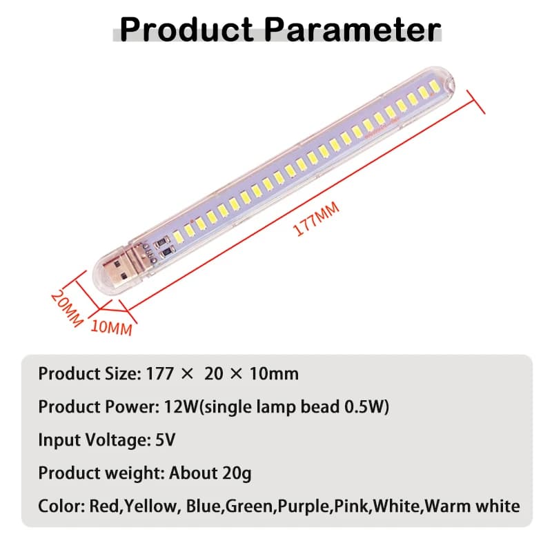 Veilleuse LED USB de Couleur Rouge, Jaune, Blanc, Bleu, Vert, Violet, Rose, Lampe de Nuit pour Strea