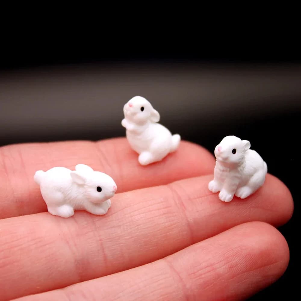 Mini Figurines de lapin en résine, 5/10 pièces, Micro ornement de paysage de jardin féerique Miniatu