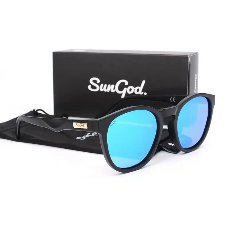 SUNGOD MIRAS Lunettes de soleil miroir bleu Lunettes à verres polarisés pour hommes Lunettes de sole