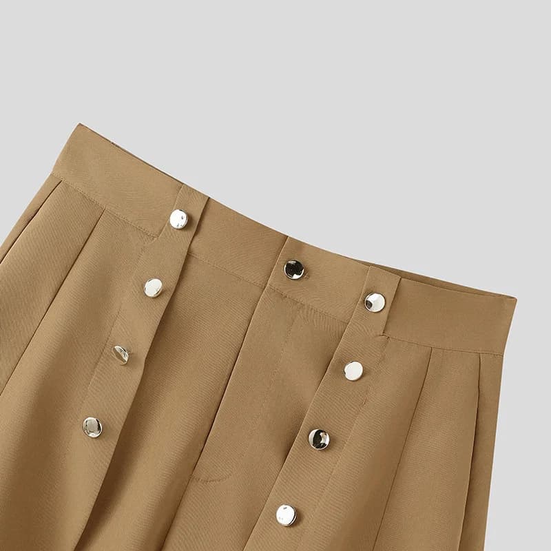 Pantalon long homme tendance 2026 – Joggers décontractés coupe ample à boutons, couleur unie, style 