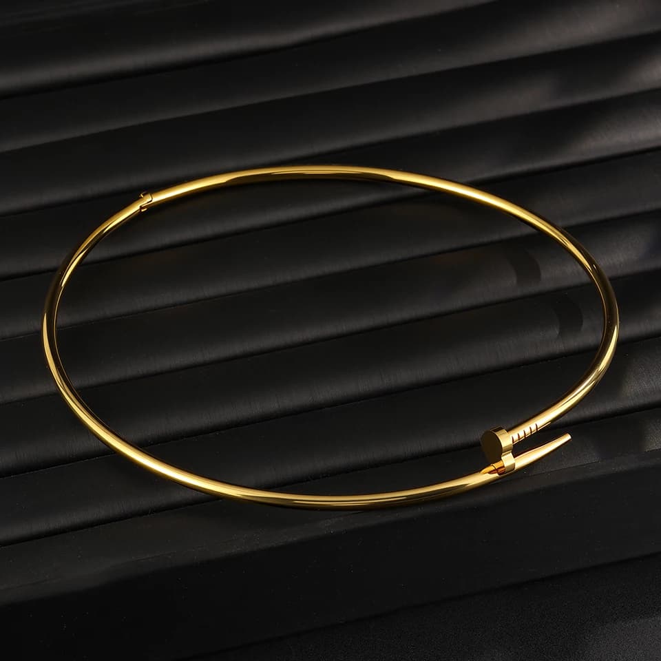 Collier ras du cou vintage en métal, chaîne lisse, bijoux gothiques pour femmes en couleur or/argent