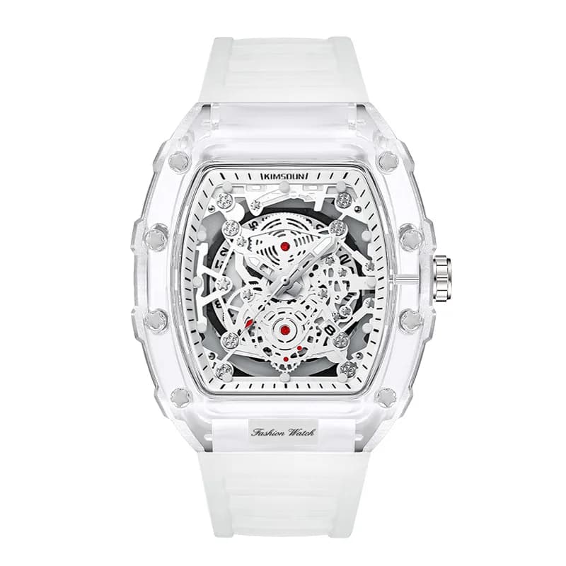UTHAI BK134 montre à la mode pour hommes en forme de baril montre à quartz étanche transparente horl