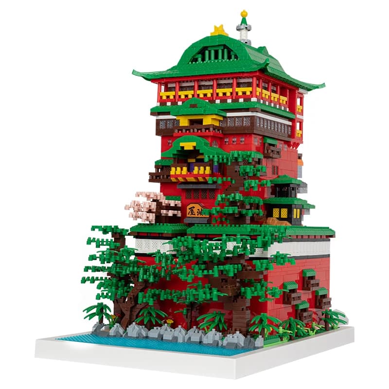 Blocs de construction de modèle de bain japonais classique Yubaba's Aburaya, 4208 pièces, jouet cade