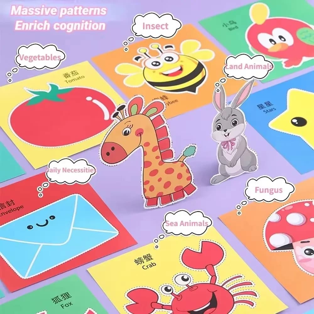 Livre découpé en papier fait à la main, 48 pièces, jouets artisanaux pour enfants, bricolage, dessin