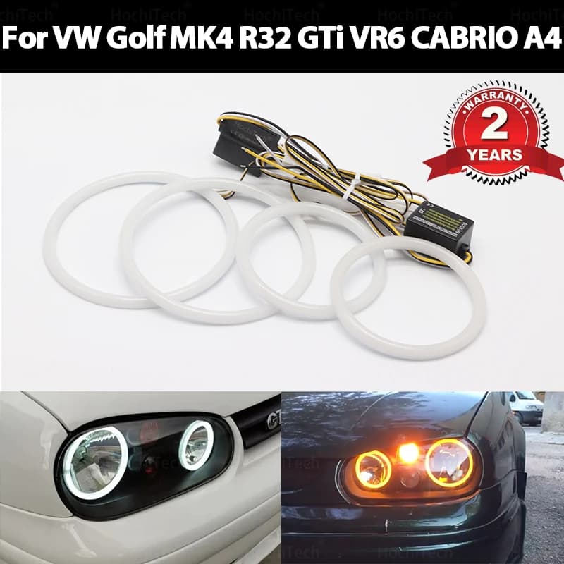 Switchback coton lumière LED oeil d'ange double couleur pour Volkswagen VW Golf MK4 R32 GTi VR6 CABR