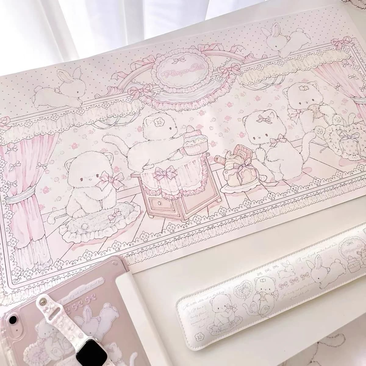 Polymères de bureau rose et tapis de souris, imperméable, épais, design de dessin animé mignon, cade