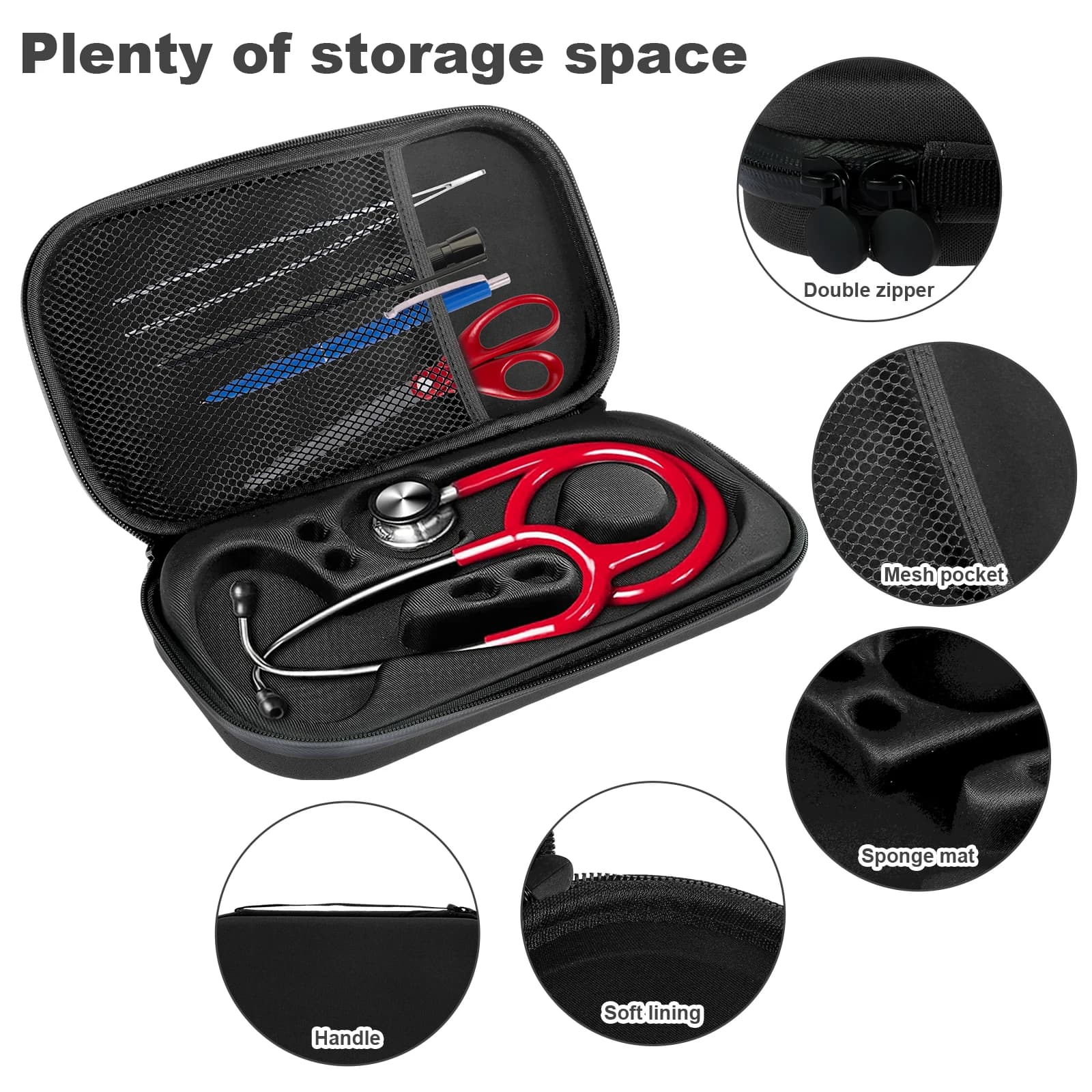 Mallette de transport médicale antichoc pour stéthoscope, sac de voyage portable, sac de rangement l