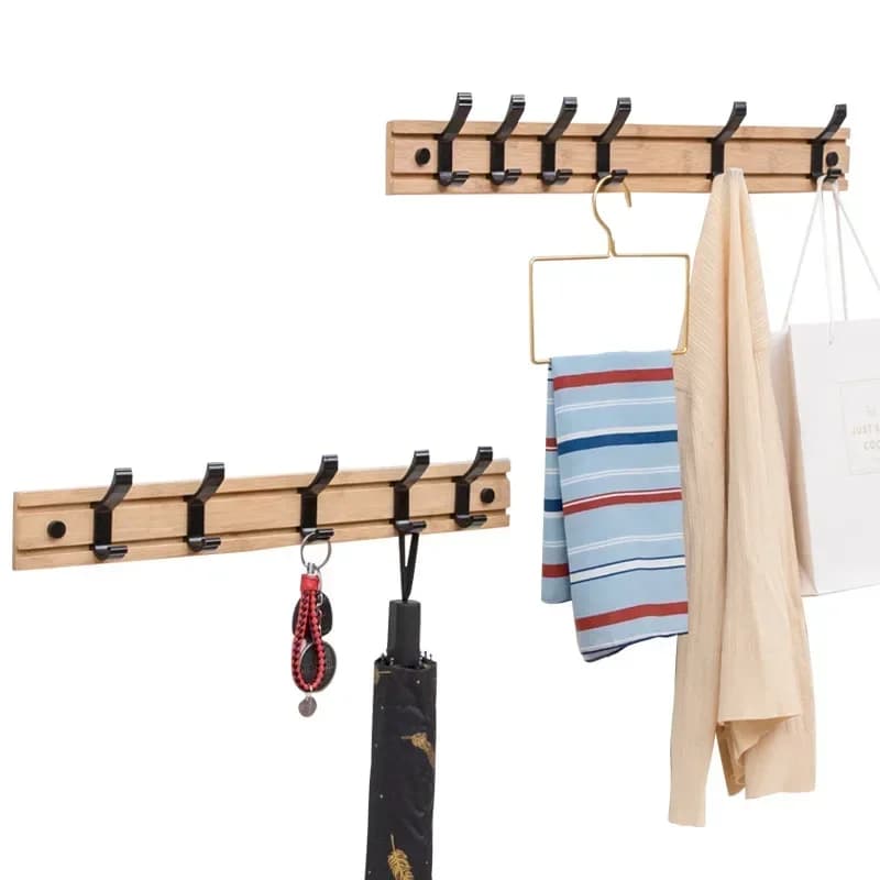 Crochets muraux en bambou pour vêtements, style nordique, meubles de chambre à coucher, porte-chapea
