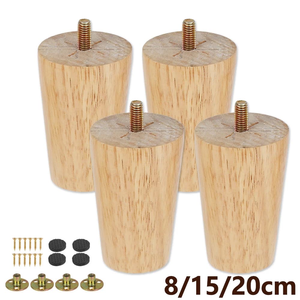 Kit de pieds de meubles en bois massif, 4 pièces, hauteur 8/15/20cm, pieds de Table obliques/droites