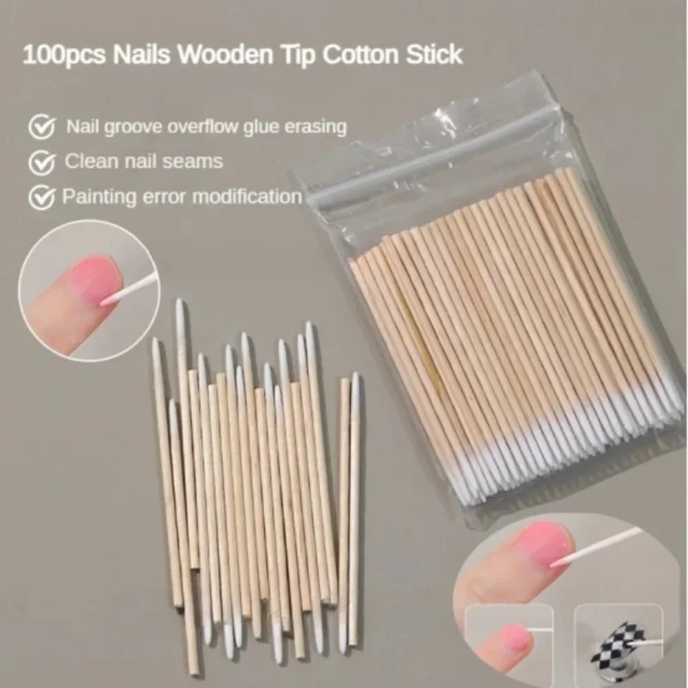 100/300/500 ongles pointe en bois coton-tige bourgeons jetable Ultra-détail correcteur dissolvant de